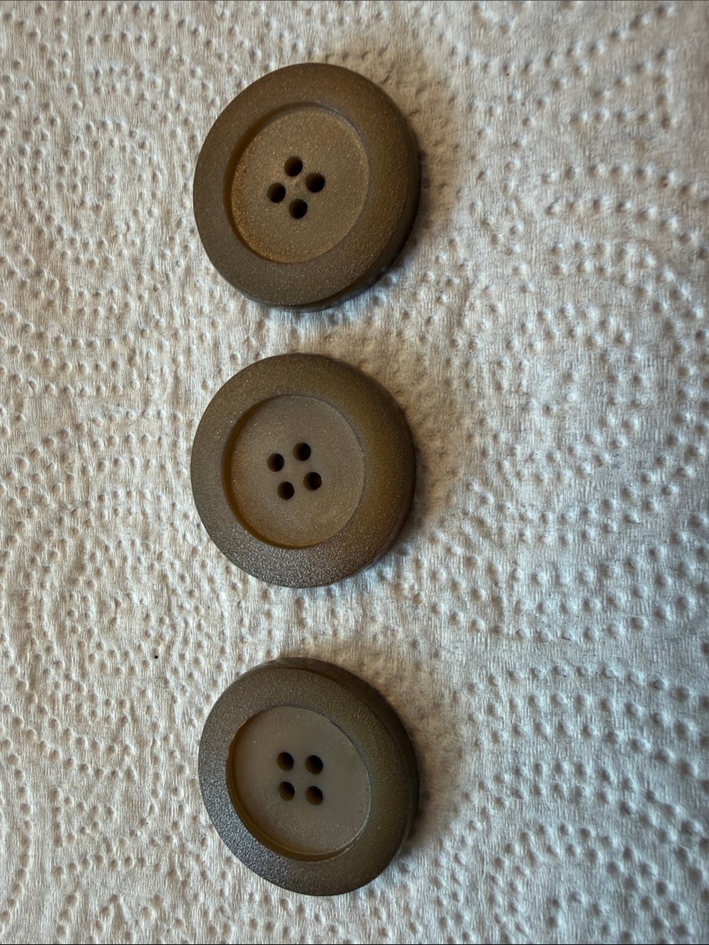 Set of Three Brown Four-Hole Buttons
